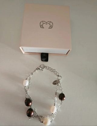 LOTUS pulsera plata y perlas
