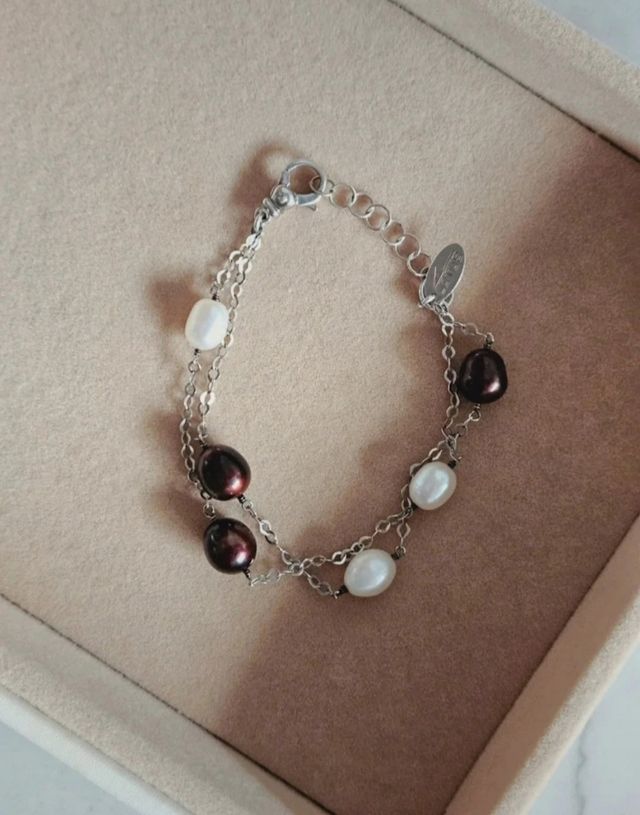 LOTUS pulsera plata y perlas