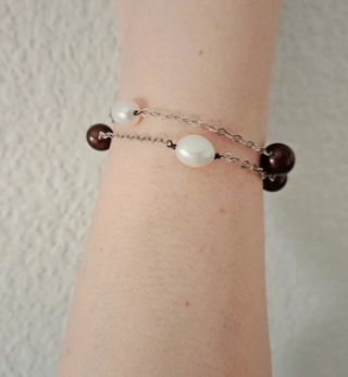 LOTUS pulsera plata y perlas