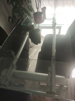 Mesa comedor de cristal extensible