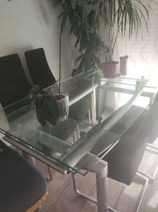 Mesa comedor de cristal extensible