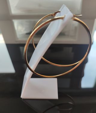 Dos pares Pendiente Acero aro dorado