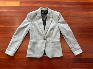Chaqueta americana gris mujer Zara