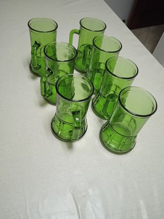 Jarras años 70 verde 7 unidades