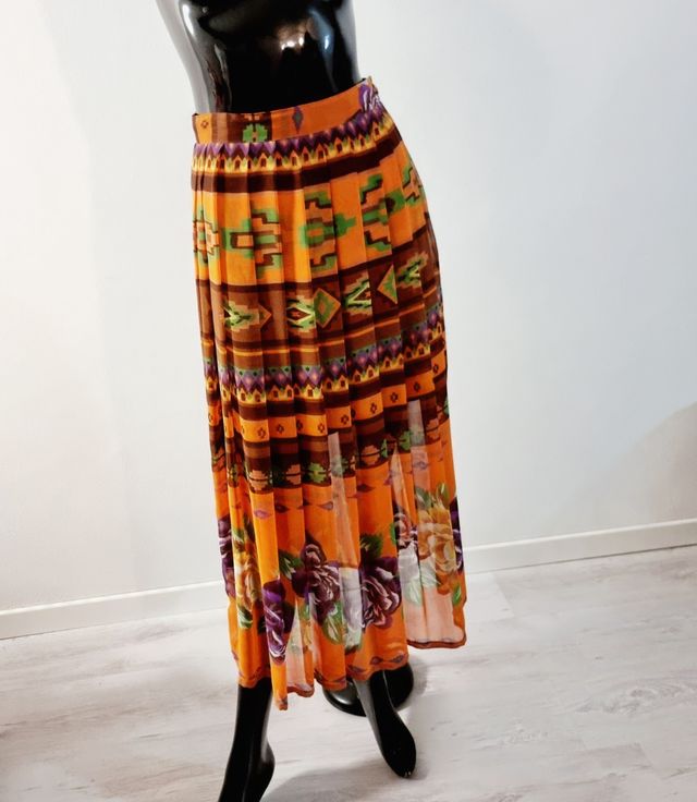 Maxigonna vintage a pieghe