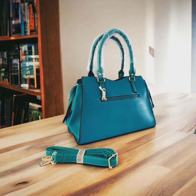 Bolsa média para meninas couro sintético verde água turquesa