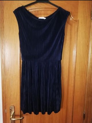 Vestido plisado azul Talla 40