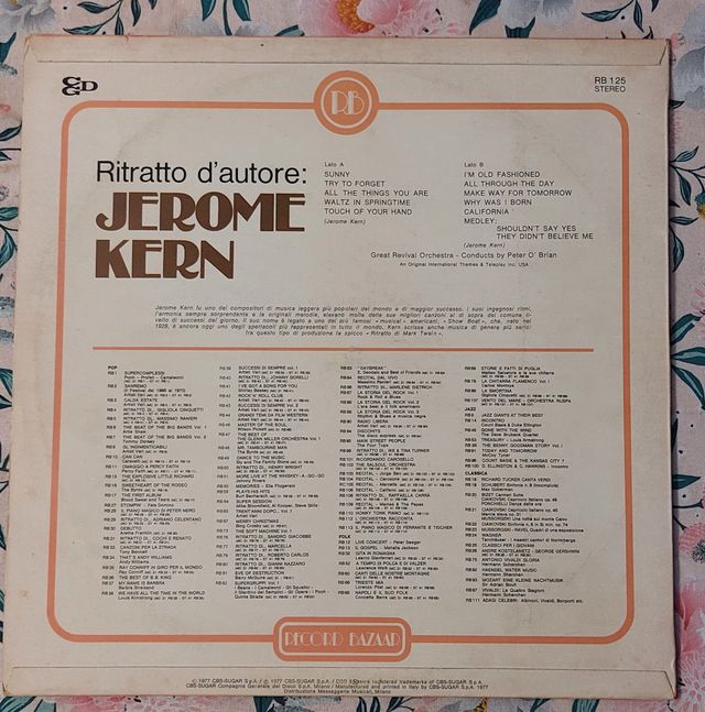 Lp Jerome Kern Ritratto D'Autore Made Italy