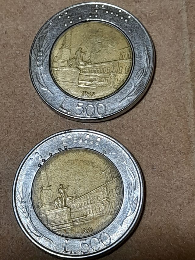 LOTTO DI 6 MONETE 500 LIRE ITALIANE  1982 84 85 92