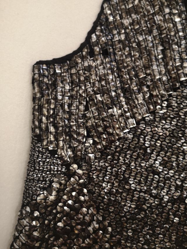 Chaleco lentejuelas gris / negro, talla S