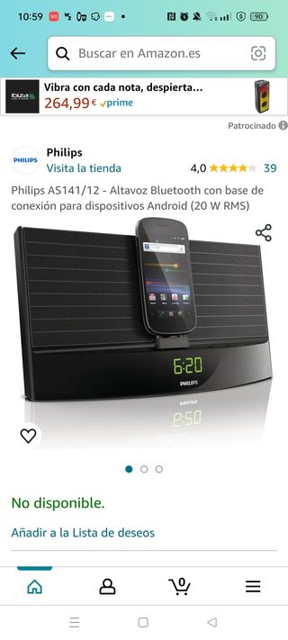 Altavoz Phillips para móvil. Dockstation