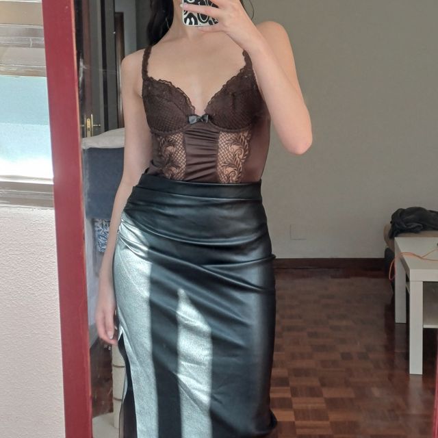 Body bustier de satén marrón vintage