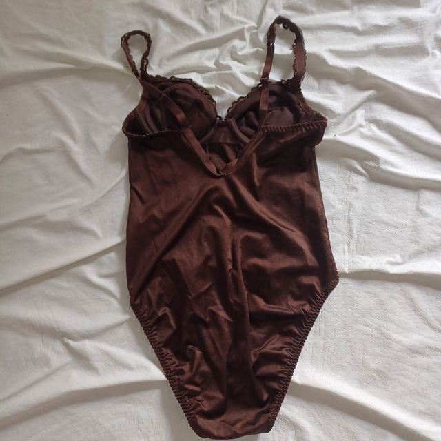 Body bustier de satén marrón vintage