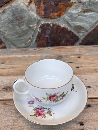 TAZON Y PLATO LIMOGES ANTIGUO