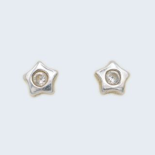Pendientes Oro Blanco de Ley 18 KT Circonita