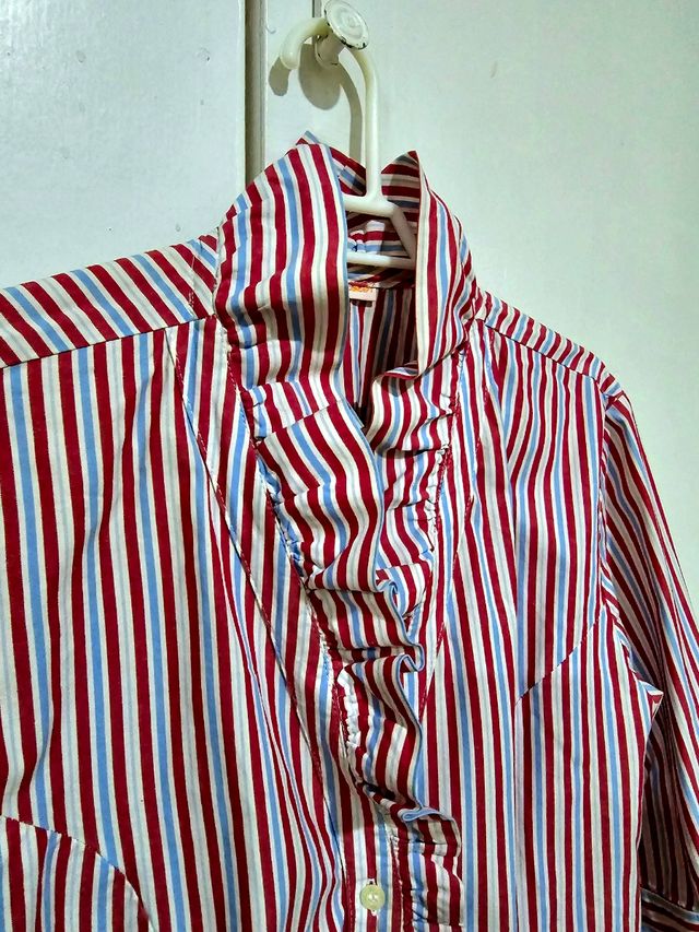 Camisa mujer rayas roja, azul,blanca T42