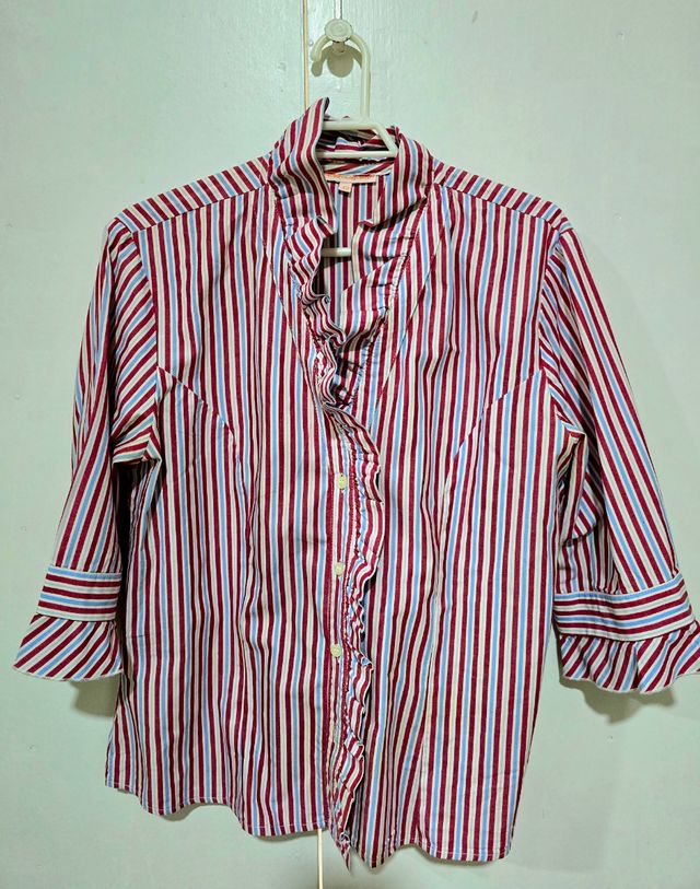 Camisa mujer rayas roja, azul,blanca T42