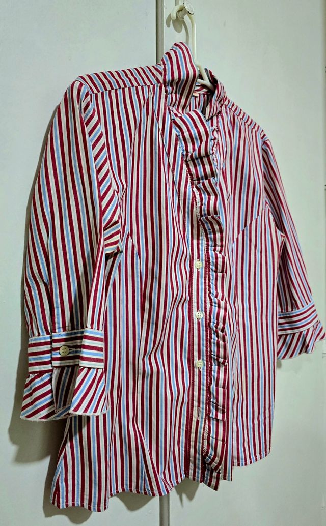 Camisa mujer rayas roja, azul,blanca T42