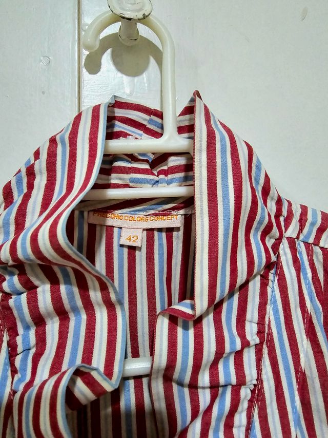 Camisa mujer rayas roja, azul,blanca T42