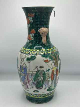 Porcelana china Nanking con esmalte familia verde,