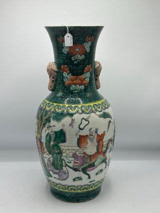 Porcelana china Nanking con esmalte familia verde,