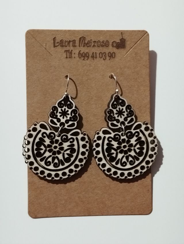 Pendientes madera y Plata de Ley.