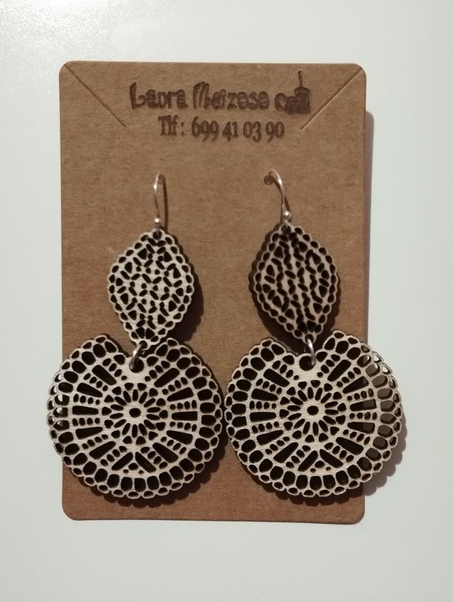 Pendientes madera y Plata de Ley.