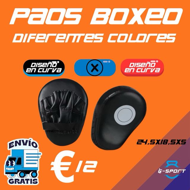 2 PAOS BOXEO MANOPLAS DISEÑO CURVA ROJO/AZUL/NEGRO