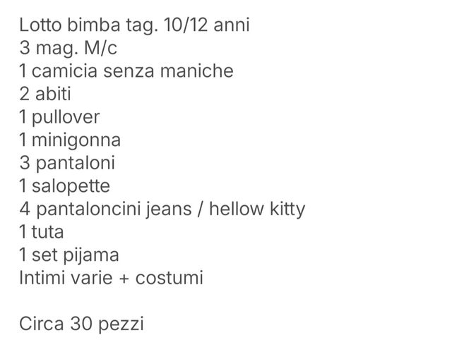 Lotto bimba tag. 10/12 anni