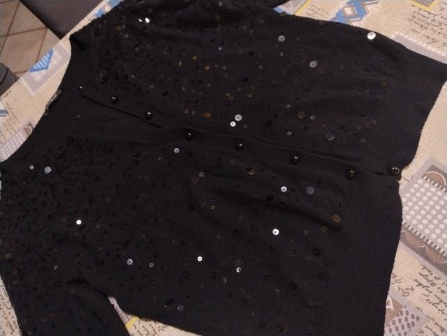 Cardigan corto donna nero Naheva paillettes 