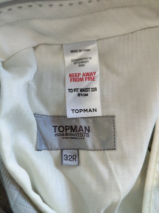 Traje Hombre TopMan Gris 42/32 81cm