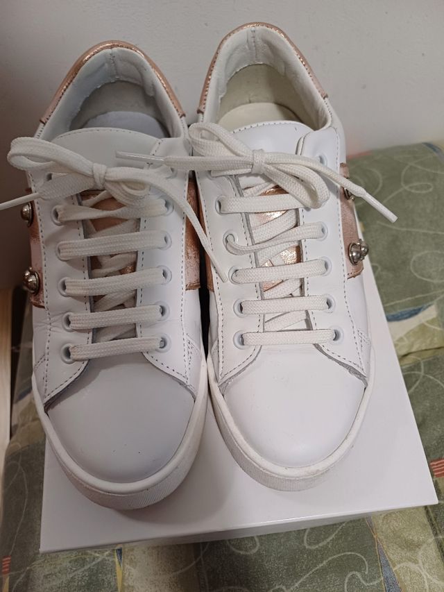 Sneakers bianche e rame Shoelab in pelle