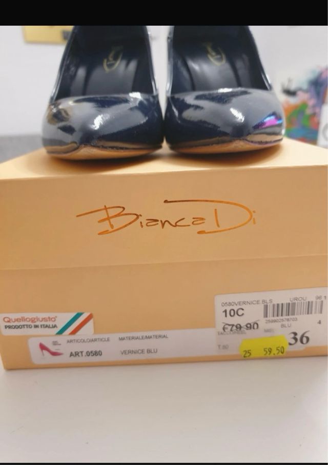 Decollete vernice blu 36