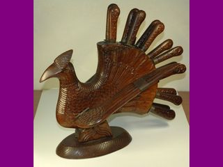 Scultura antica tacchino in legno di mogano
