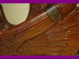 Scultura antica tacchino in legno di mogano