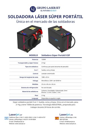 Soldadora láser SÚPER portátil de 1500w