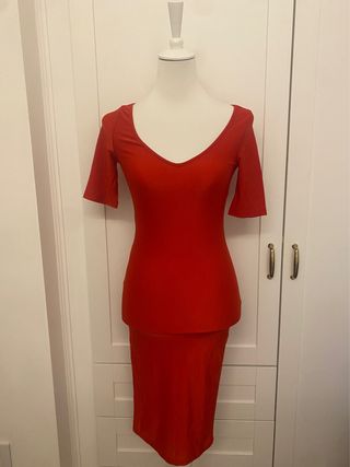 Abito midi color corallo