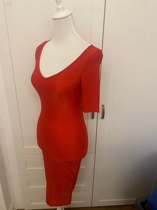 Abito midi color corallo