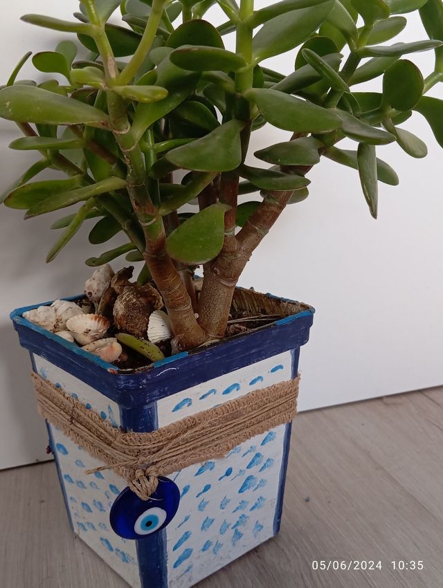 Maceta artesanal ojo turco protección abundancia