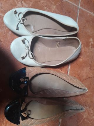 2 pares de bailarinas efecto piel