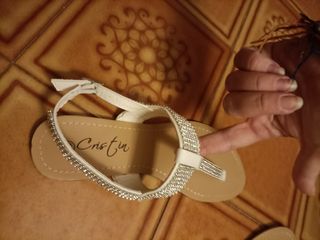 Sandali infradito gioiello strass donna bianchi 38