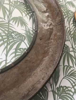 Marco redondo vintage de espejo grande