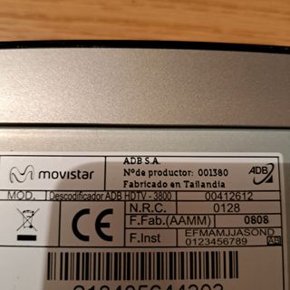 Decodificador movistar ADB HDTV 3800
