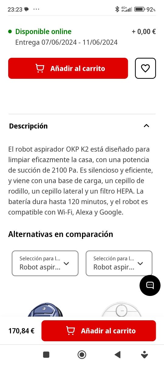 Robots K2 mascotas
Rowenta smart force extreme