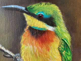 Cuadro pintara al óleo de pájaro