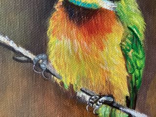 Cuadro pintara al óleo de pájaro