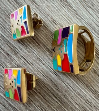 Tous conjunto anillo y pendientes oro