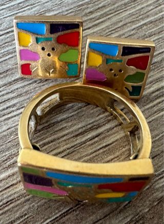 Tous conjunto anillo y pendientes oro