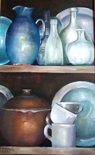 ORIGINAL CUADRO PINTADO A MANO "ALACENA" ENMARCADO