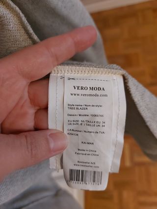 AMERICANA GRIS. VERO MODA. TALLA 34